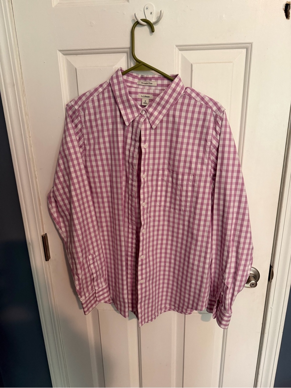 L.L. Bean Women’s Pink Gingham Button-Down Shirt